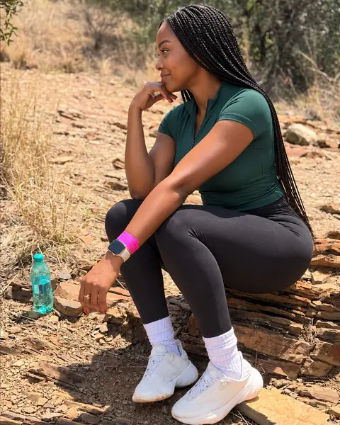 Nolu resting on a rock after a 10 km run